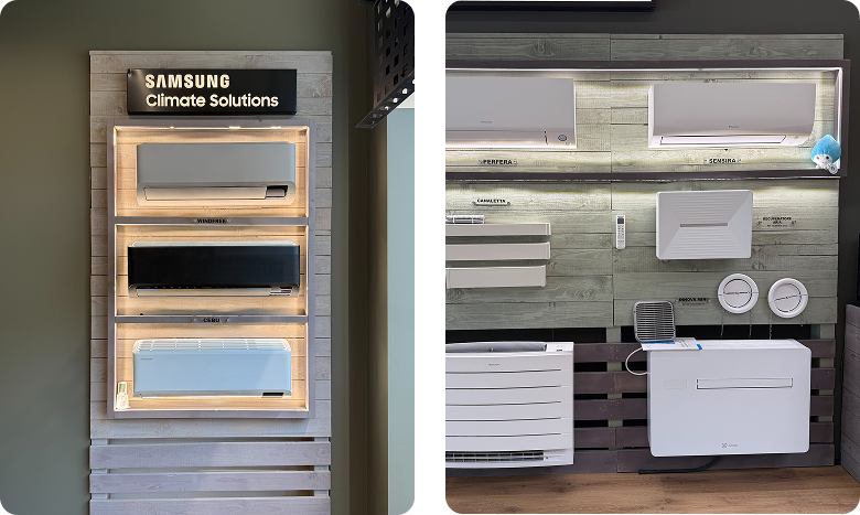 climatizzatori Samsung esposti nello showroom General Frigo a Siena